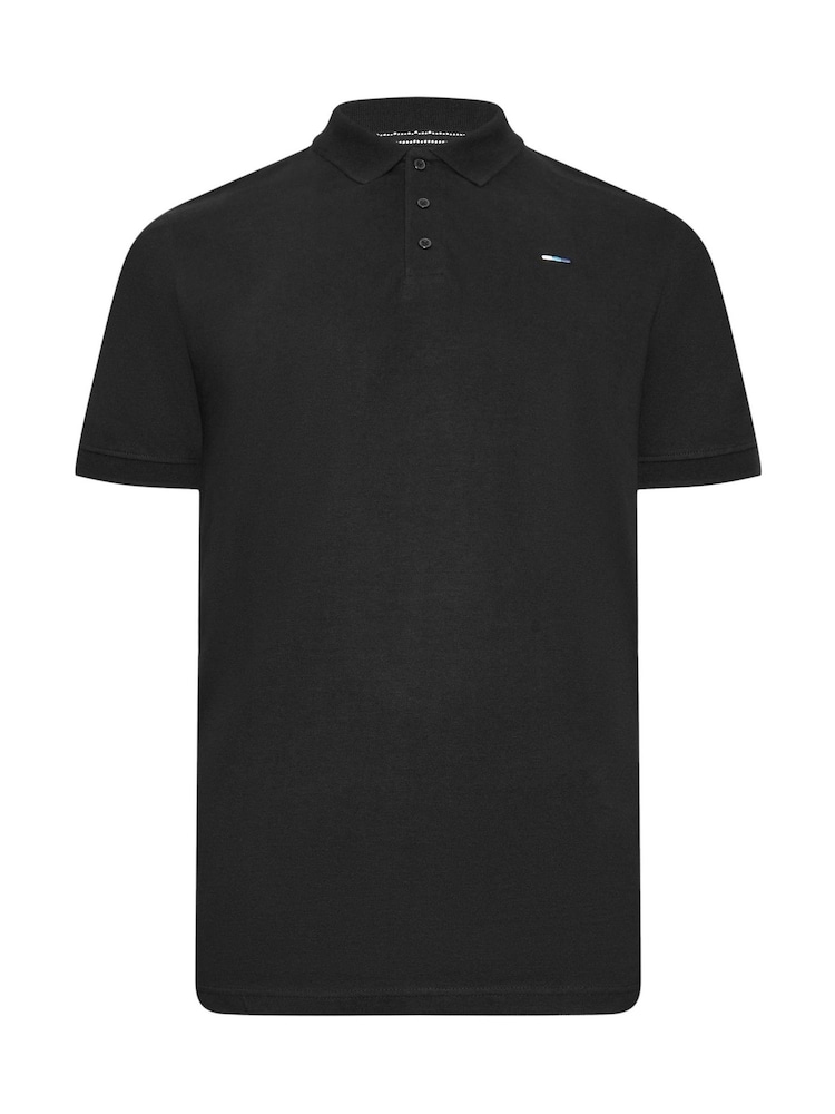 BadRhino Big & Tall Black 100% Cotton Long Short Sleeve Polo Shirt - Image 2 of 3