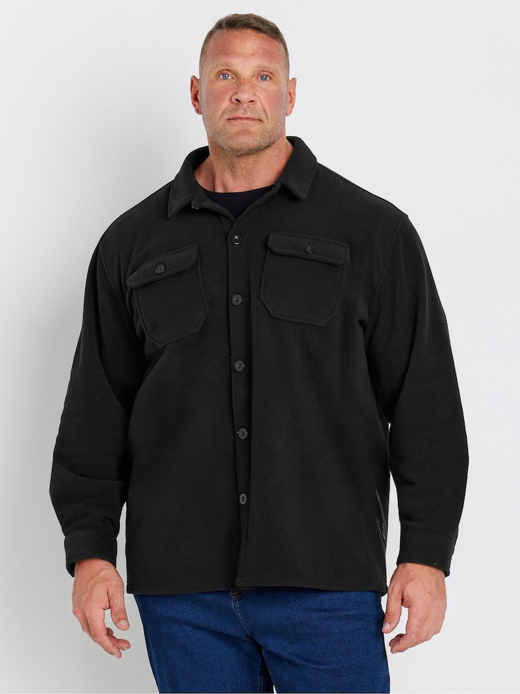 BadRhino Big & Tall Black Fleece Buttoned Shacket - Image 1 of 3