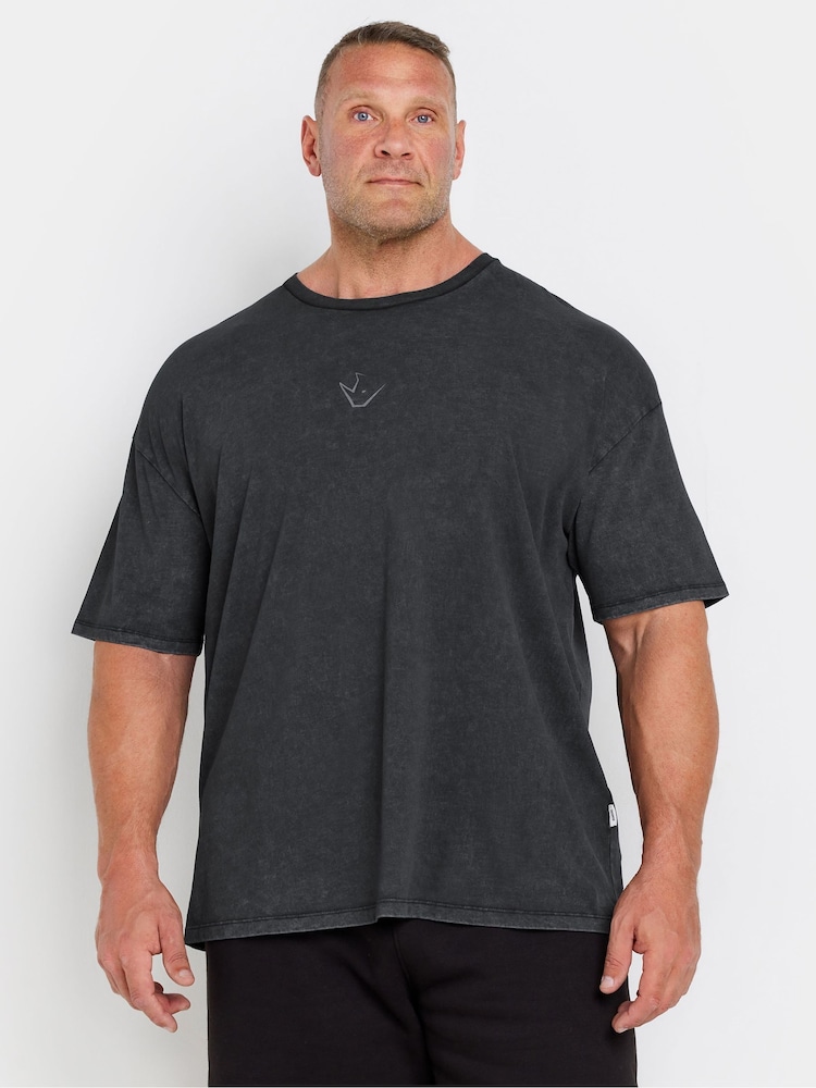 BadRhino Big & Tall Black 100% Cotton IronRhino Acid Wash T-Shirt - Image 1 of 4