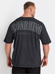 BadRhino Big & Tall Black 100% Cotton IronRhino Acid Wash T-Shirt - Image 2 of 4