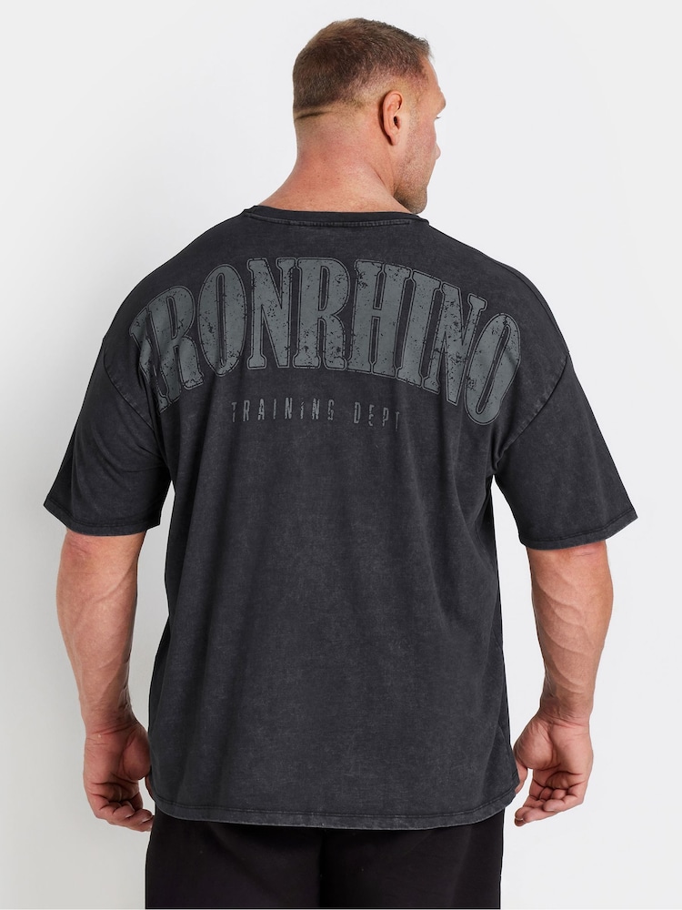BadRhino Big & Tall Black 100% Cotton IronRhino Acid Wash T-Shirt - Image 2 of 4