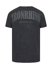 BadRhino Big & Tall Black 100% Cotton IronRhino Acid Wash T-Shirt - Image 4 of 4