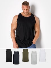 BadRhino Big & Tall Black Basic 100% Cotton Vests 5 Pack - Image 1 of 2