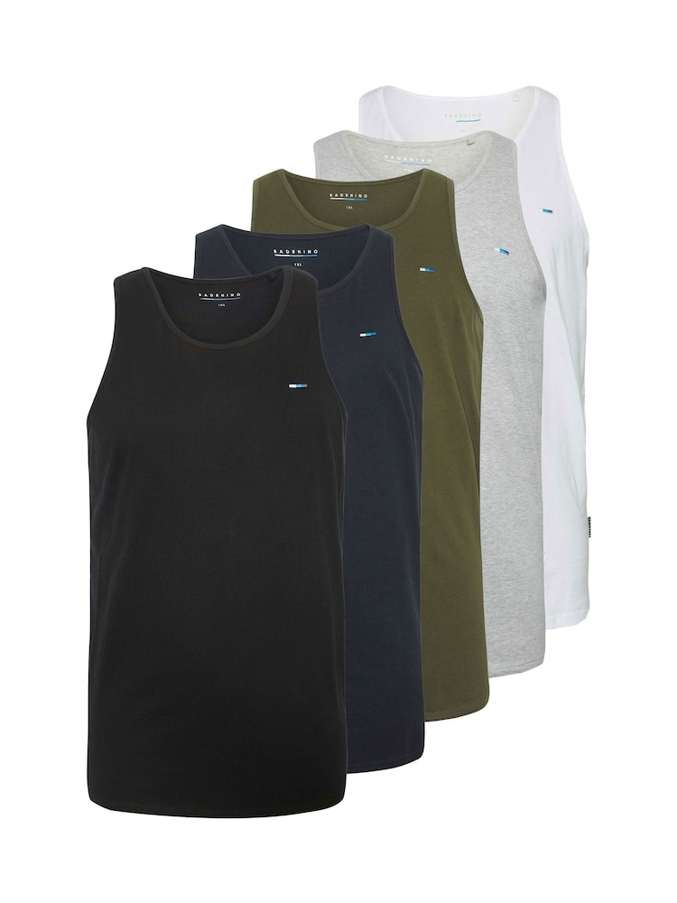 BadRhino Big & Tall Black Basic 100% Cotton Vests 5 Pack - Image 2 of 2