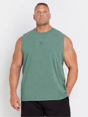 BadRhino Big & Tall Green 100% Cotton IronRhino Acid Wash Sleeveless T-Shirt - Image 1 of 4