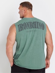BadRhino Big & Tall Green 100% Cotton IronRhino Acid Wash Sleeveless T-Shirt - Image 2 of 4