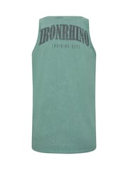 BadRhino Big & Tall Green 100% Cotton IronRhino Acid Wash Sleeveless T-Shirt - Image 4 of 4