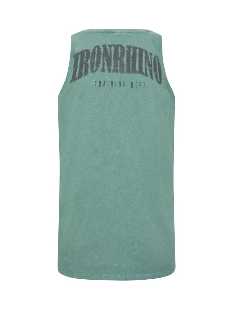 BadRhino Big & Tall Green 100% Cotton IronRhino Acid Wash Sleeveless T-Shirt - Image 4 of 4