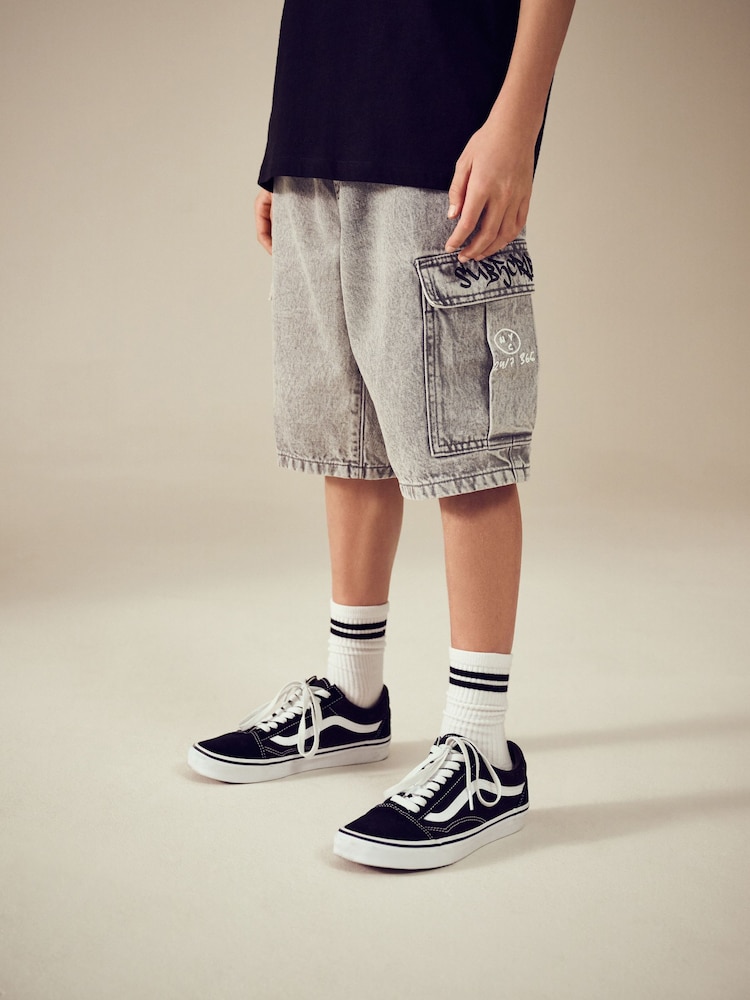 Grijs met graffiti - Denim cargoshort (3-16 jr) - Image 1 of 8