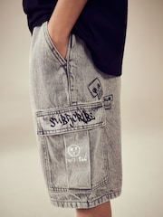 Grijs met graffiti - Denim cargoshort (3-16 jr) - Image 2 of 8