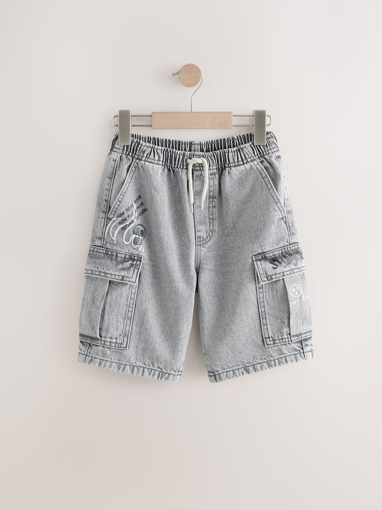 Grijs met graffiti - Denim cargoshort (3-16 jr) - Image 5 of 8