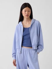 Bleu clair - Gap Oversized VintageSoft Wedge Zip-up Hoodie - Image 6 de 10