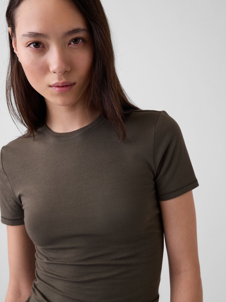 Gap Olive Brown CloseKnit Jersey Short Sleeve T-Shirt - Image 4 of 4