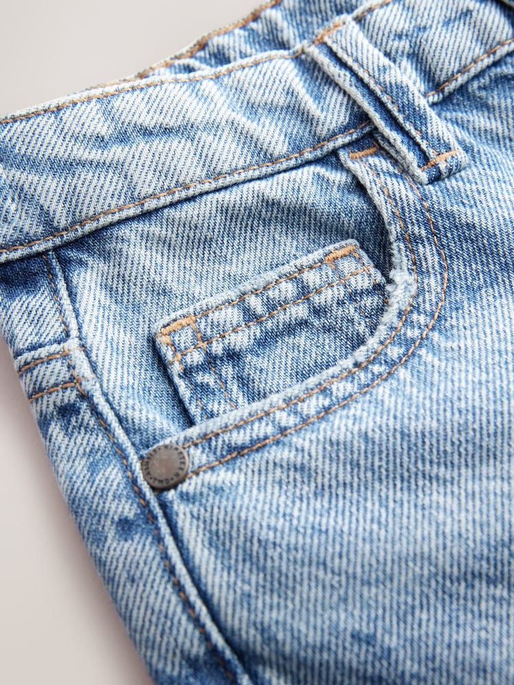 Mid Blue Long Line Jort Denim Shorts (3-16yrs) - Image 8 of 8