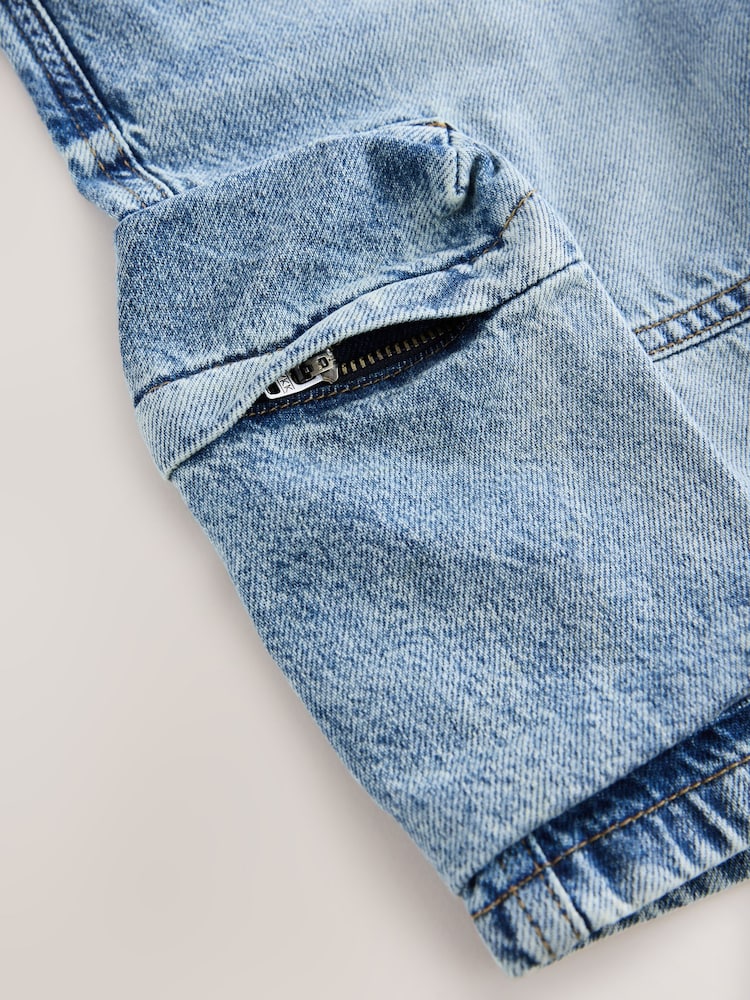 Denim Vintage Long Line Cargo Jort 100% Cotton Shorts (3-16yrs) - Image 7 of 7