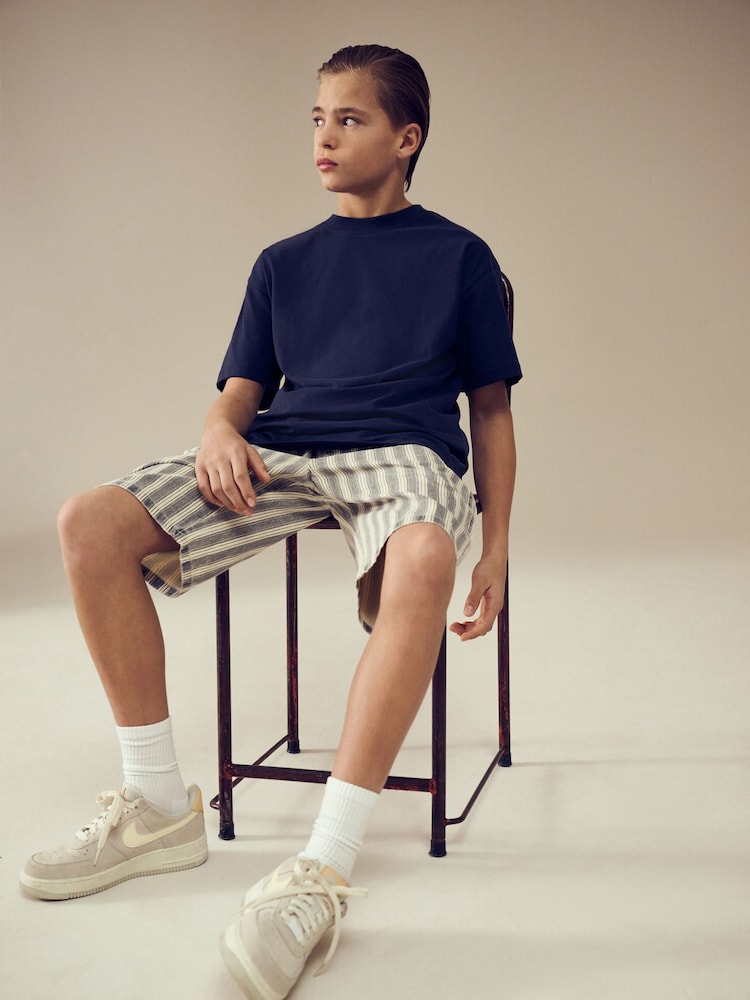 Blue Stripe Bermuda Pull On Denim Shorts (3-16yrs) - Image 2 of 8 Blue Stripe Bermuda Pull On Denim Shorts (3-16yrs) - Image 2 of 8