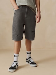 Black Distressed Wide Authentic Denim Shorts (3-16yrs) - Image 1 of 6