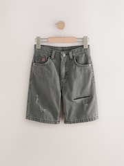 Black Distressed Wide Authentic Denim Shorts (3-16yrs) - Image 3 of 6