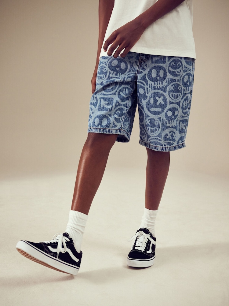 Blue Faces Wide Authentic Denim Shorts (3-16yrs) - Image 1 of 8