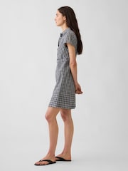 Gap Navy Check Empire Elasticated Waist Mini Shirt Dress - Image 3 of 4