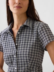 Gap Navy Check Empire Elasticated Waist Mini Shirt Dress - Image 4 of 4