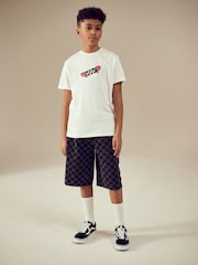 Black Checkerboard Long Line Jort Denim Shorts (3-16yrs) - Image 2 of 9