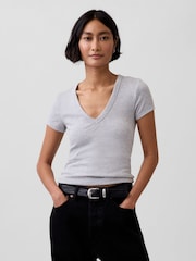Gris - Camiseta corta con cuello de pico Modern de Gap - Imagen 1 de 4