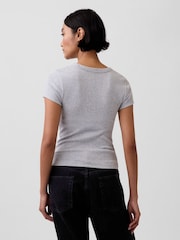 Gris - Camiseta corta con cuello de pico Modern de Gap - Imagen 2 de 4