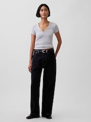 Gris - Camiseta corta con cuello de pico Modern de Gap - Imagen 3 de 4