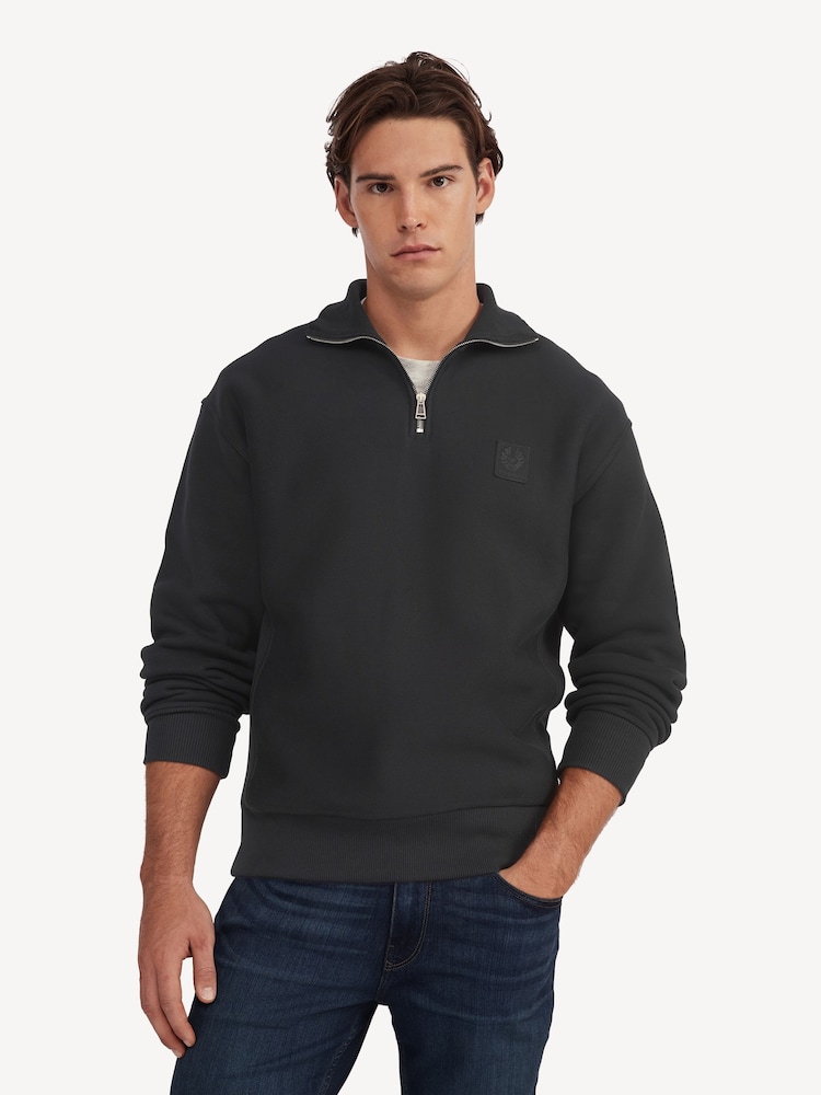 Belstaff Black Hockley Quarter Zip Sweatshirt - Image 1 of 5