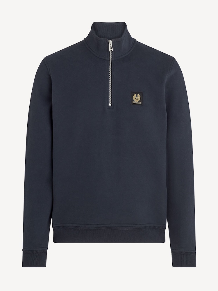 Belstaff Blue Classic Fleece Quarter Zip Sweatshirt - Image 6 of 6