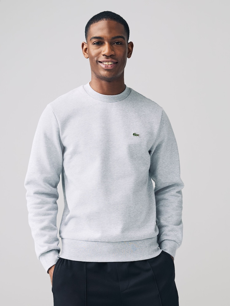 Серый - Lacoste классический флисовый свитшот - Изображение 1 из 5