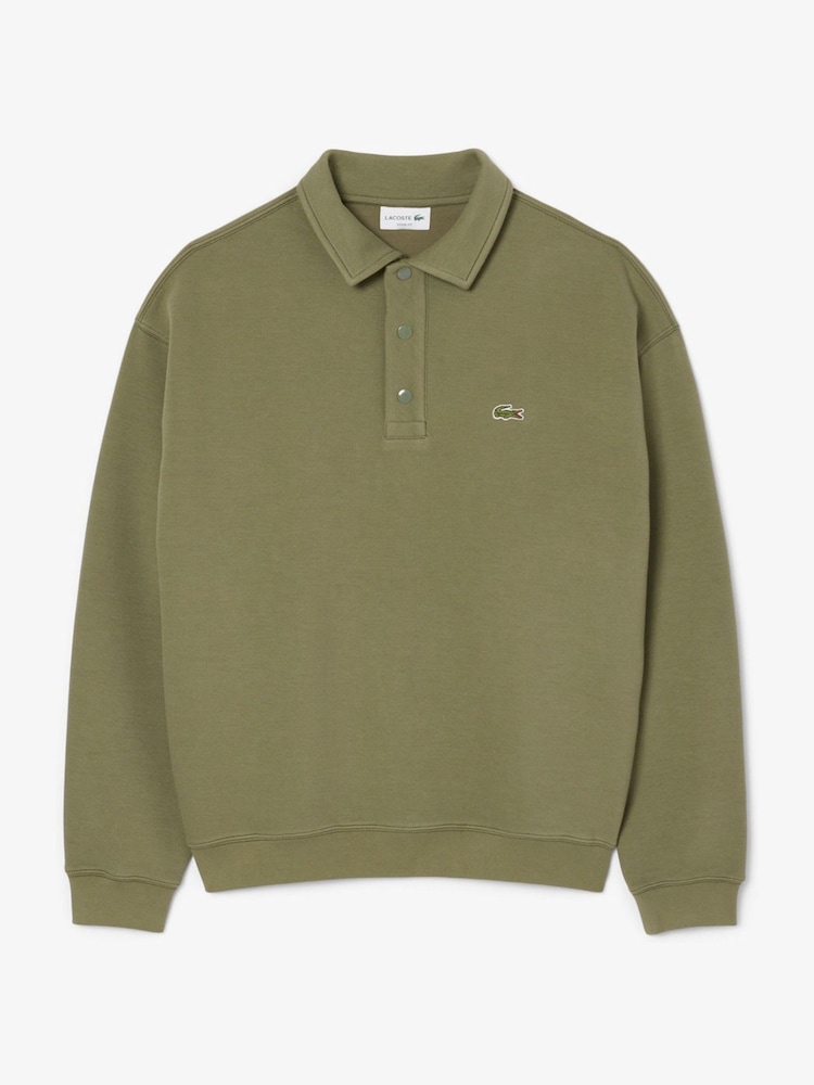 Lacoste Double Face Piqué Sweatshirt Polo Collar - Image 1 of 2 Lacoste Double Face Piqué Sweatshirt Polo Collar - Image 1 of 2