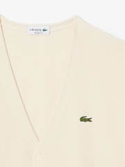 Lacoste Relaxed Fit Cream Stripe Accent Cotton Cardigan - Image 2 of 3