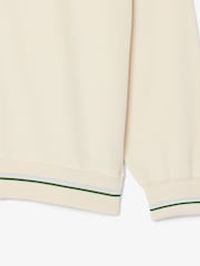 Lacoste Relaxed Fit Cream Stripe Accent Cotton Cardigan - Image 3 of 3