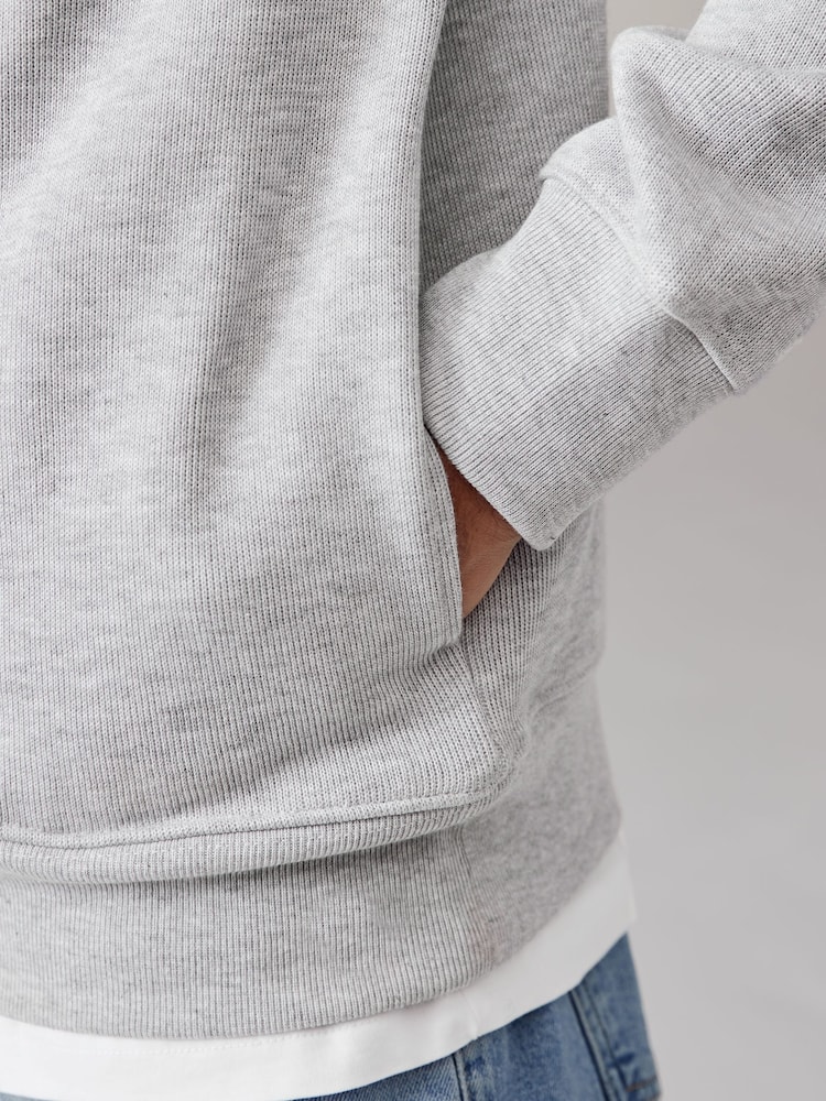 Lacoste Grey Regular Fit Quarter Zip Neck Cotton Sweatshirt - Image 4 of 5