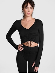 Victoria's Secret PINK Black Relay Cinched Long Sleeve T-Shirt - Image 1 of 2