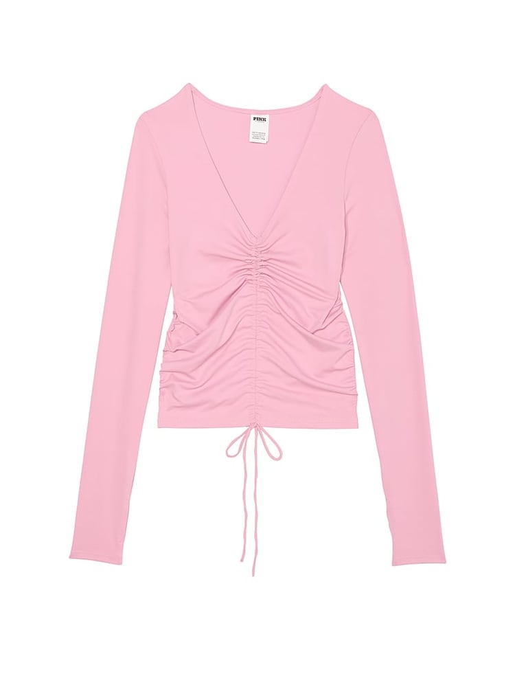 Victoria's Secret PINK Cameo Pink Relay Cinched Long Sleeve T-Shirt - Image 3 of 3