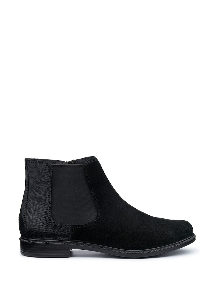 Hotter Black Lizard Print Regular Fit Tenby Zip Fastening Boots - Image 1 of 4