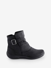 Hotter Black Regular Fit Rumour Zip Buckle Boots - Image 1 of 4