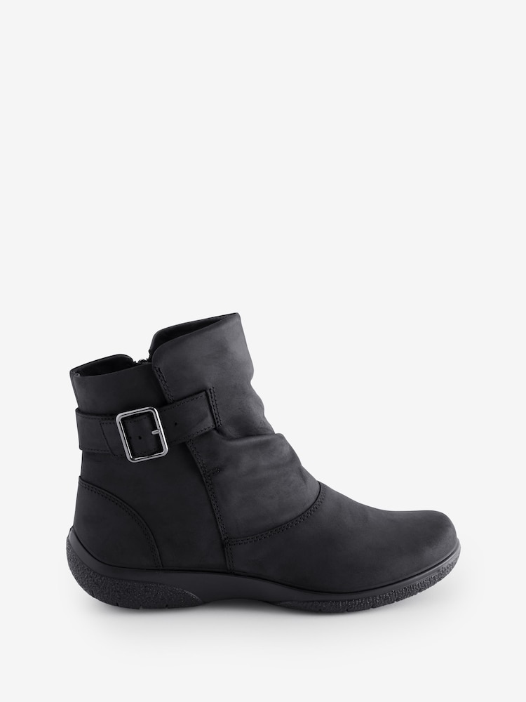 Hotter Black Regular Fit Rumour Zip Buckle Boots - Image 1 of 4
