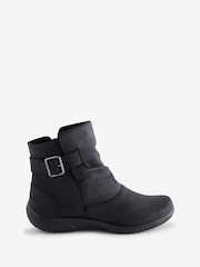 Hotter Black Wide Fit Rumour Zip Buckle Boots - Image 1 of 3