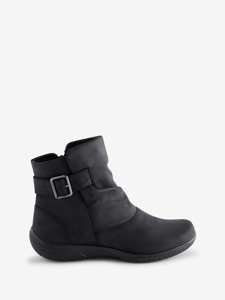 Hotter Black Wide Fit Rumour Zip Buckle Boots - Image 1 of 3