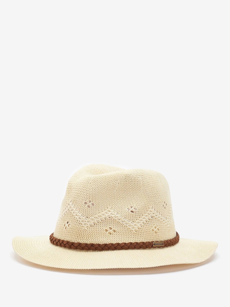 Barbour® Natural Flowerdale Crochet Trilby Summer Hat - Image 1 of 4