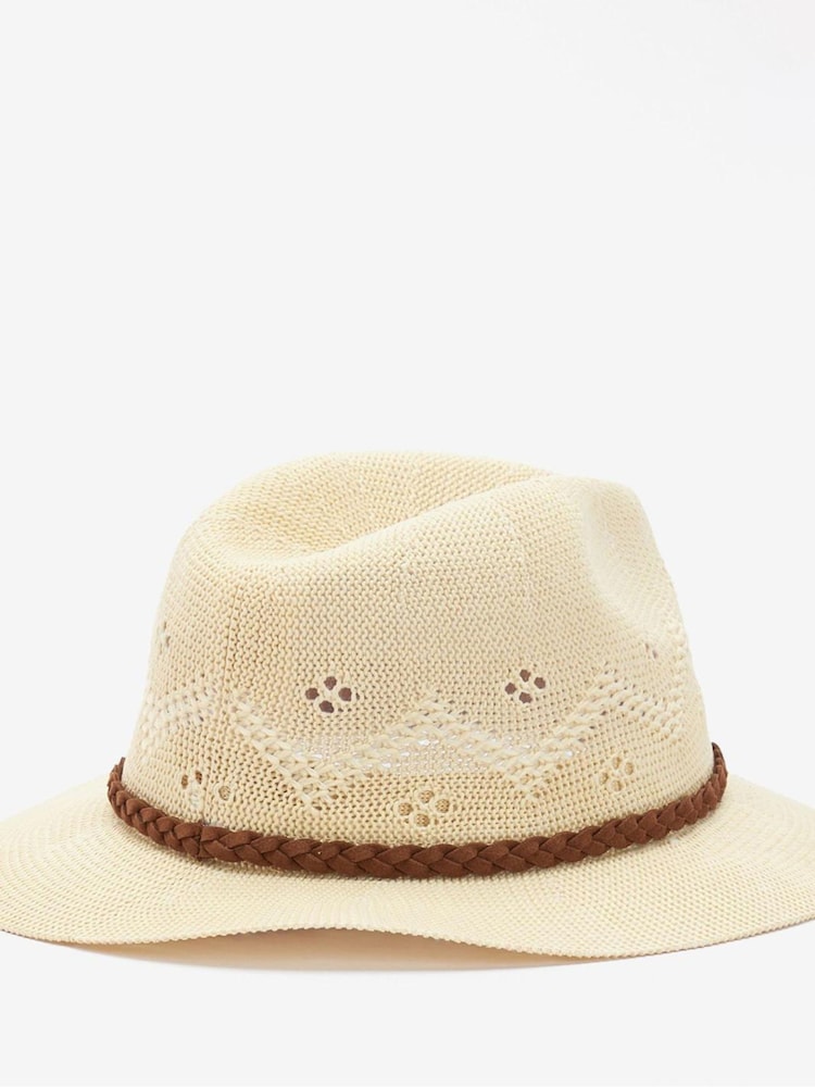 Barbour® Natural Flowerdale Crochet Trilby Summer Hat - Image 2 of 4