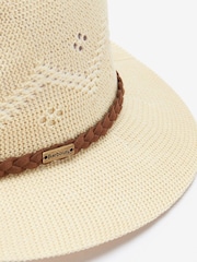 Barbour® Natural Flowerdale Crochet Trilby Summer Hat - Image 4 of 4