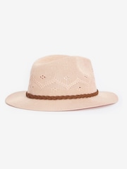 Barbour® Pink Flowerdale Crochet Trilby Summer Hat - Image 2 of 3