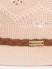 Barbour® Pink Flowerdale Crochet Trilby Summer Hat - Image 3 of 3