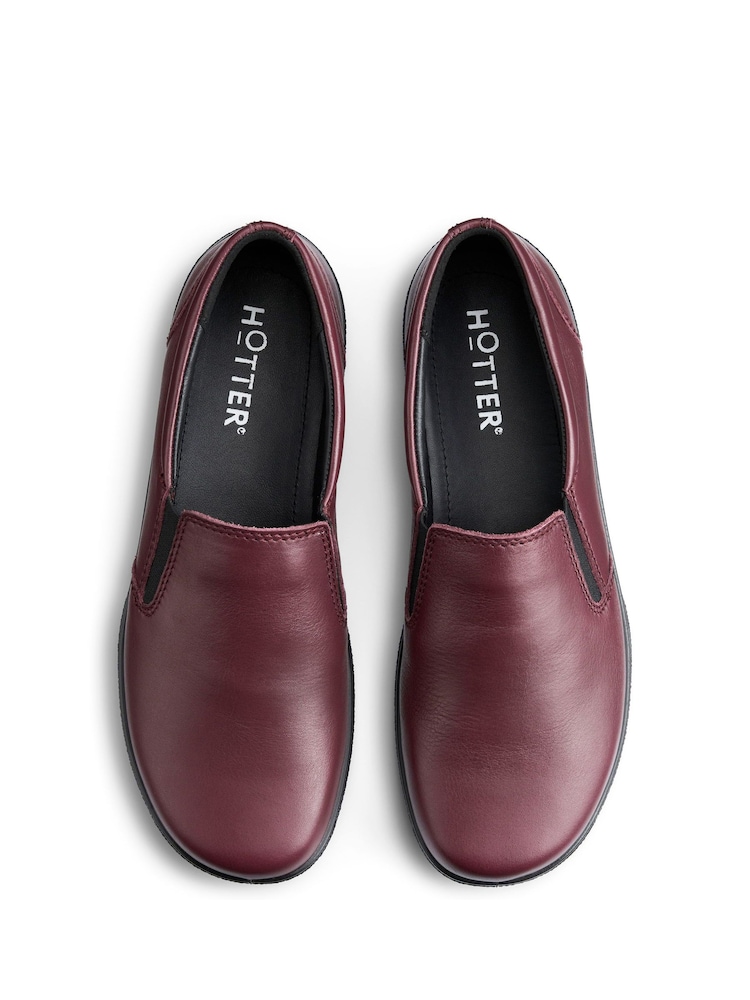 Hotter Glove II Burgundy Red Wide Fit Slip-On Shoes - Image 4 of 4
