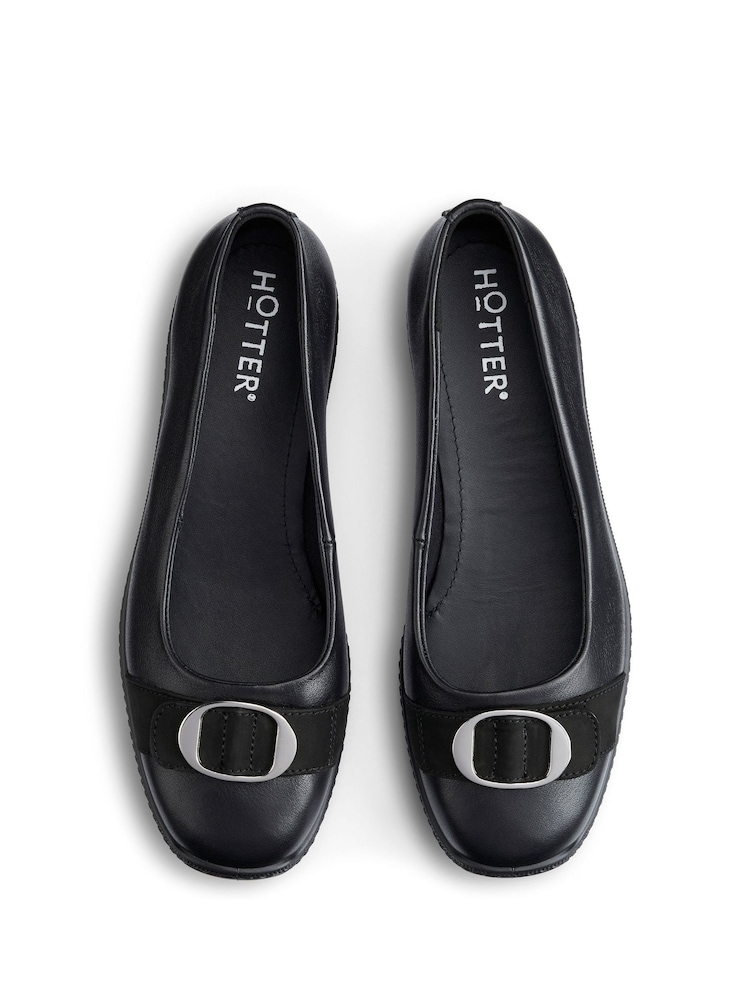 Hotter Black Grace Slip-on Wide Fit Shoes - Image 4 of 4